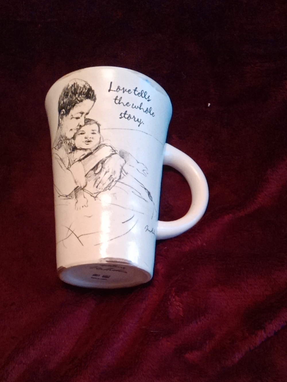 White Ceramic Mug with Sketched Family Illustration